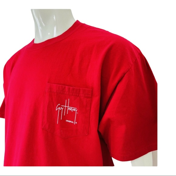 Guy Harvey Original Red Pocket Flag Graphic T shirt Mens XL - Picture 4 of 9